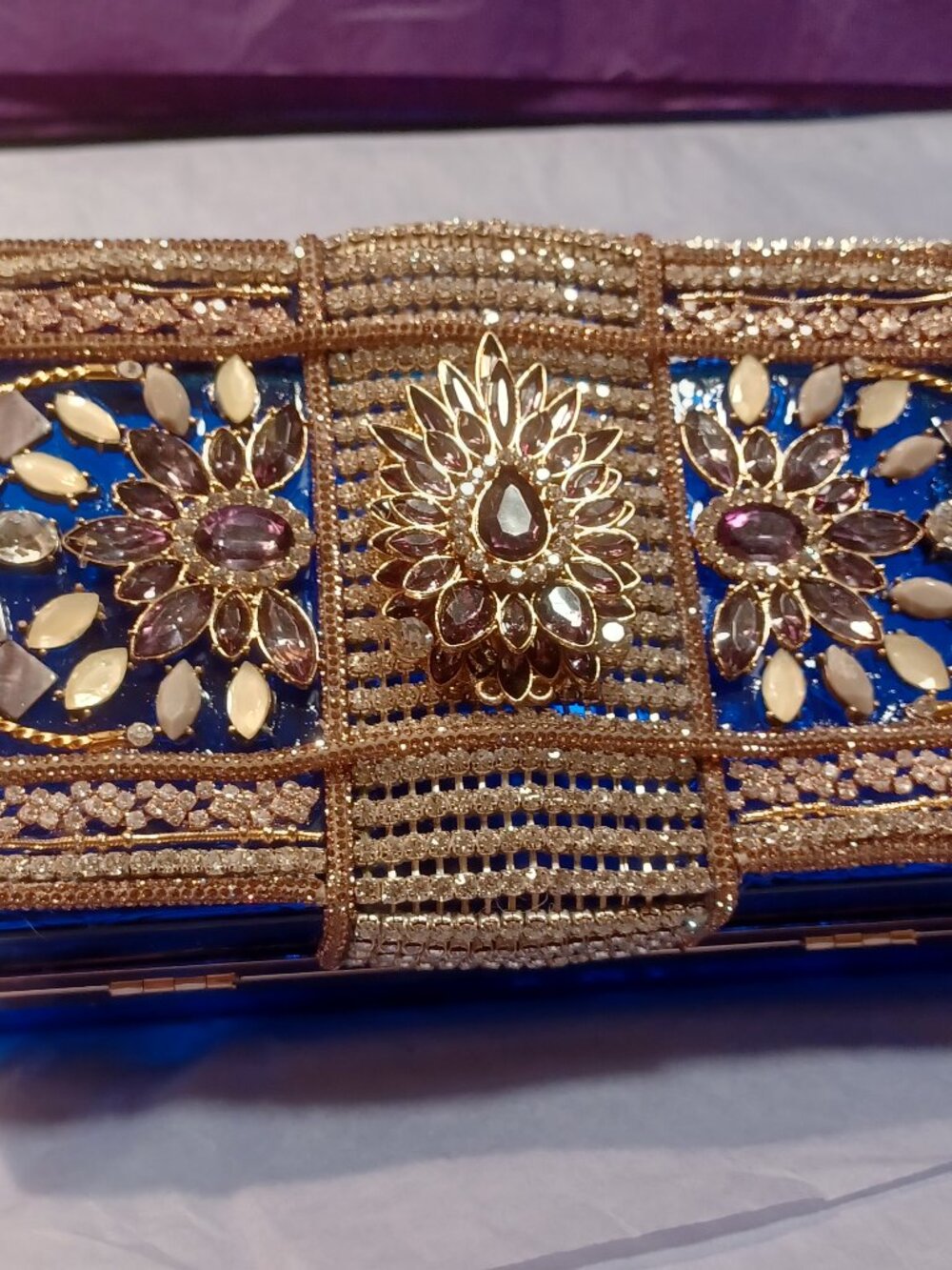 ACLT - OOAK - Cobalt Blue Acrylic Clutch - Bombe Marilyn Bracelet Blanket Core